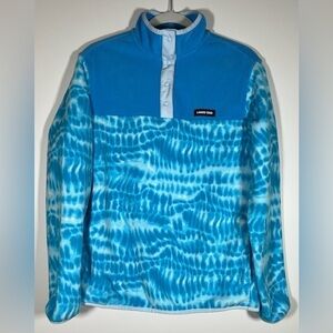 Lands' End Fleece blue tie-dye pullover jacket sz M 10-12 preppy gorpcore
